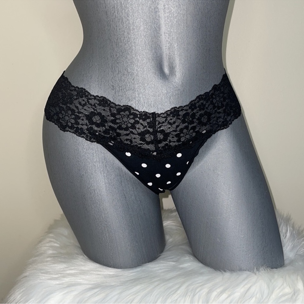 VICTORIAS SECRET LACE WAIST COTTON THONG PANTY UNDERWEAR. NWT